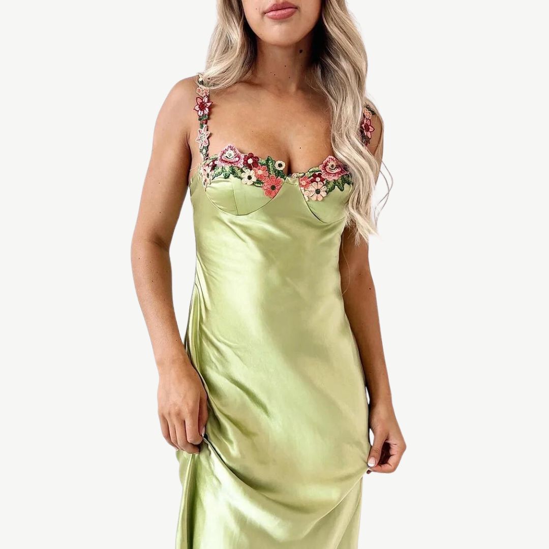 Delfina | Women's Embroidered Dress | Maxi