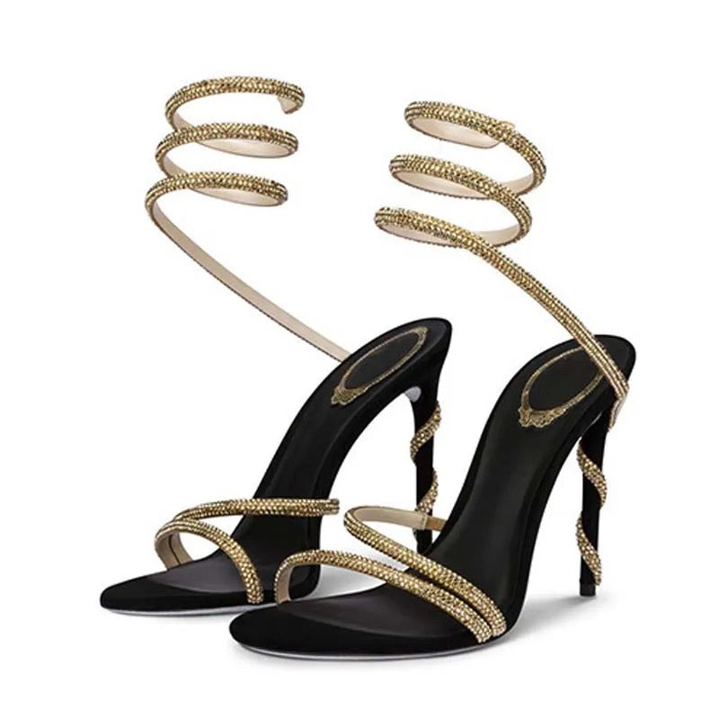 Luna's Black Serpent Heels