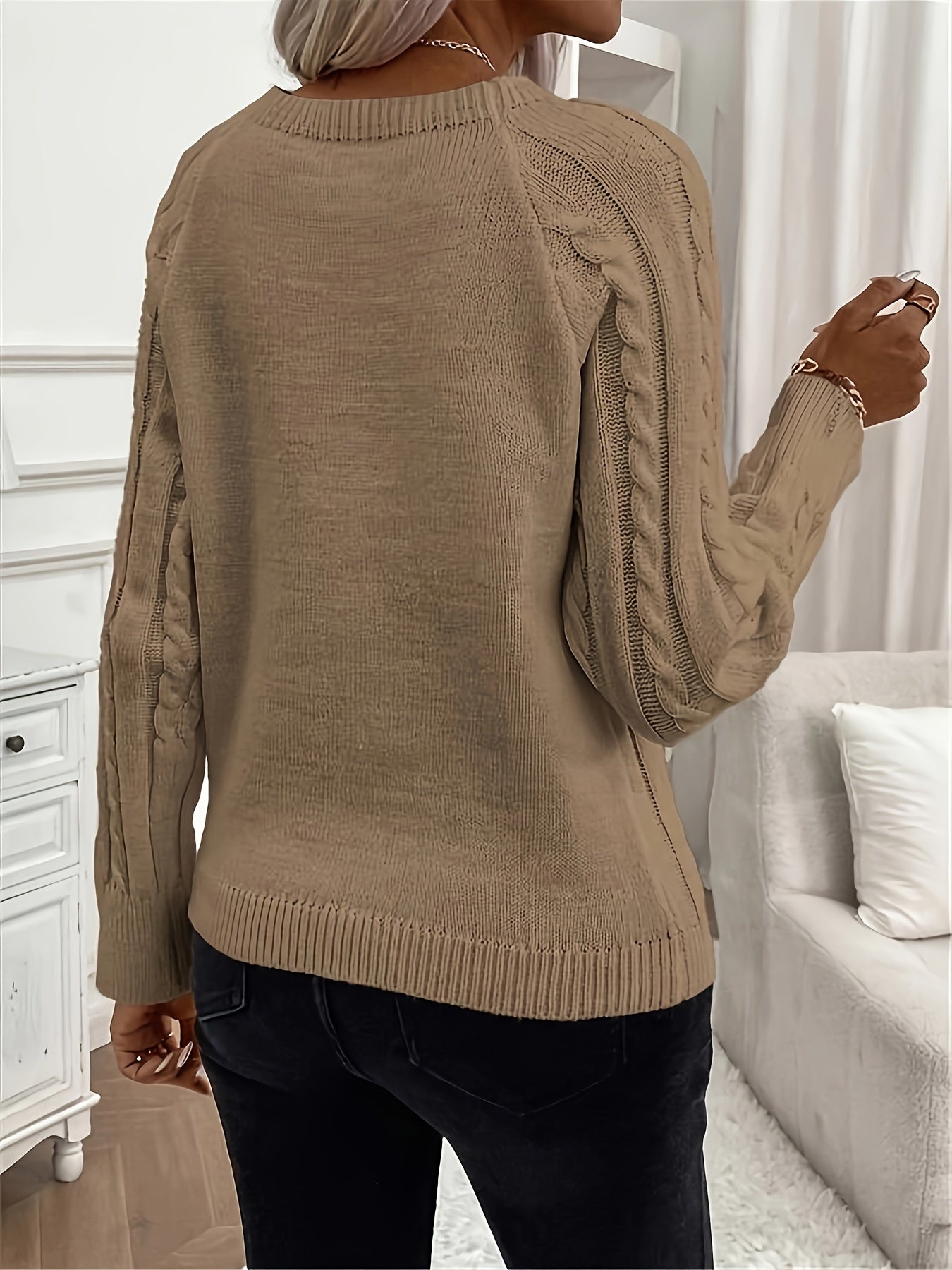 Chloe Cable Knit Crew Neck Sweater