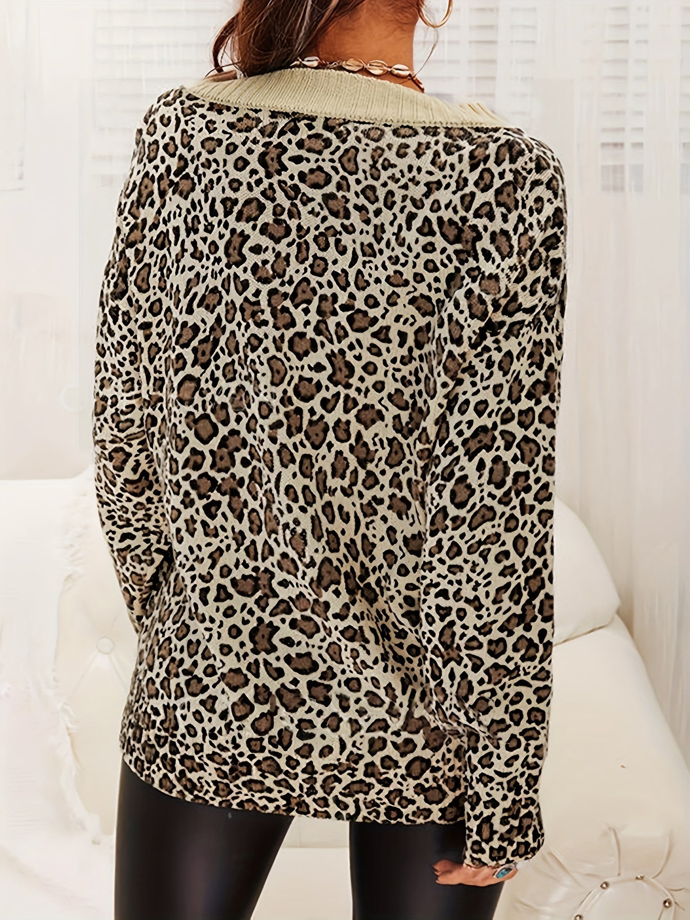 Sylvaine | Leopard V-Neck Sweater