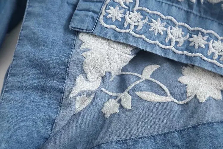Boho - Denim Bloom Cardigan