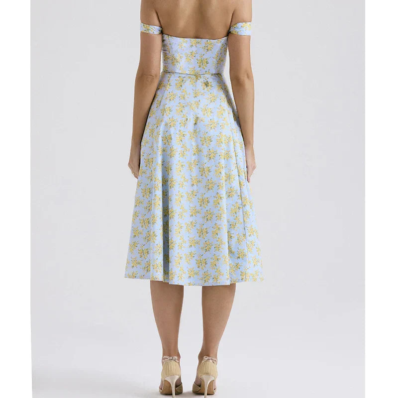 Aurora | Floral Corset Midi Dress