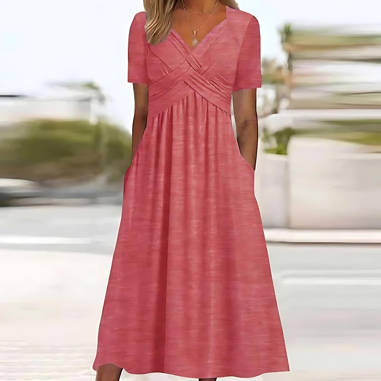 Amelia™ | Elegant midi dress with flattering tummy control