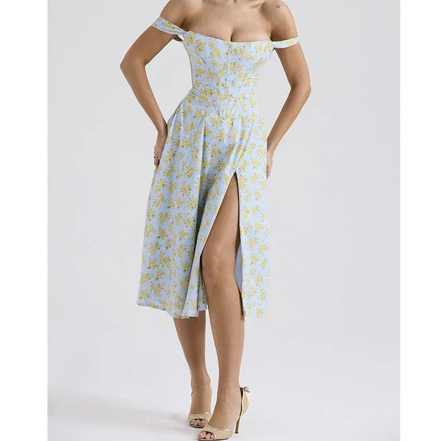 Aurora | Floral Corset Midi Dress