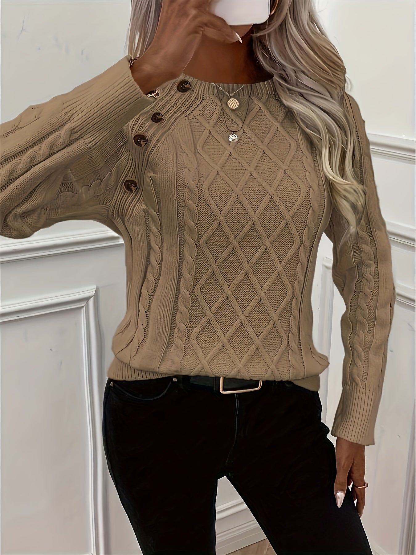 Chloe Cable Knit Crew Neck Sweater