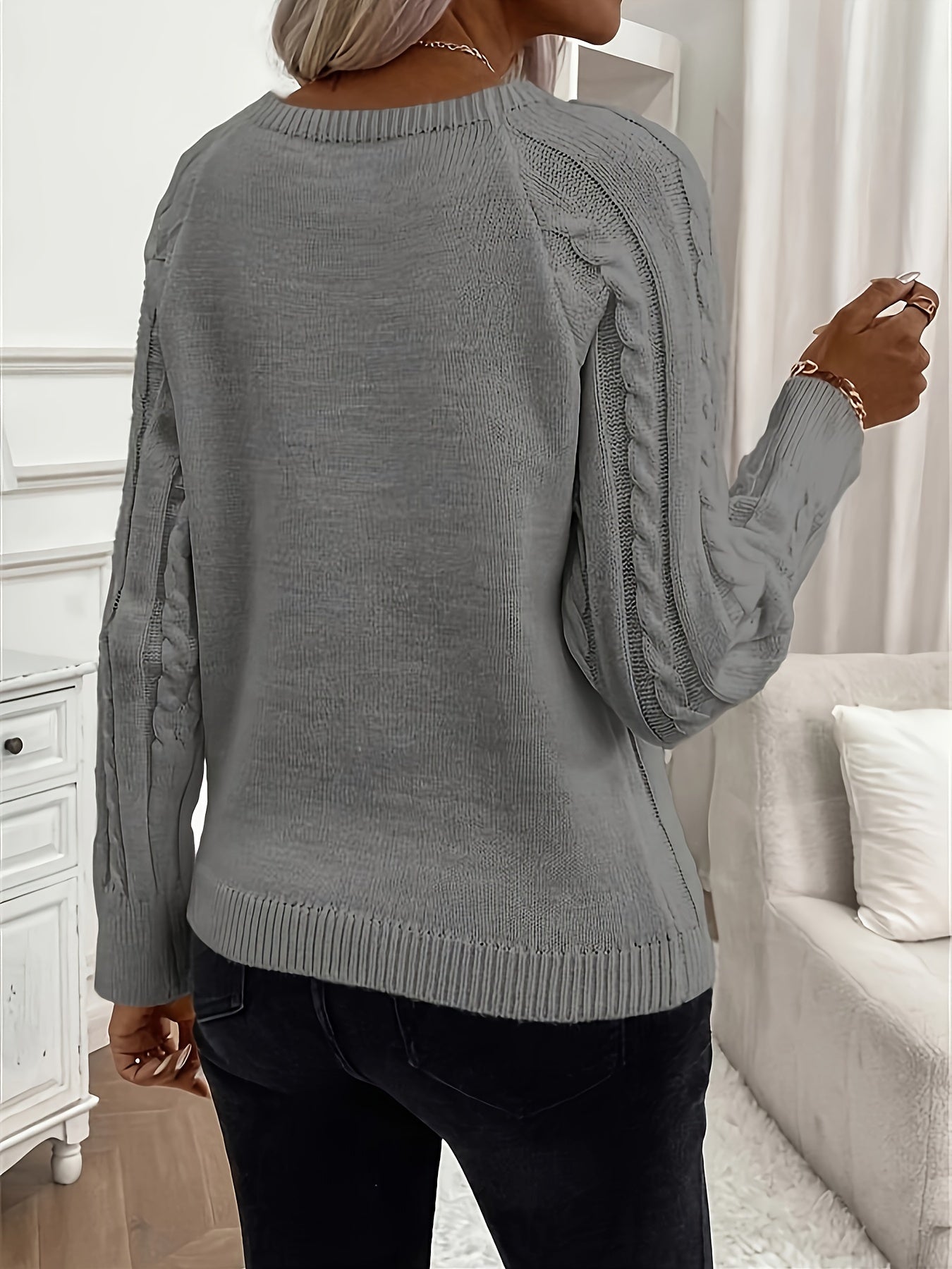 Chloe Cable Knit Crew Neck Sweater