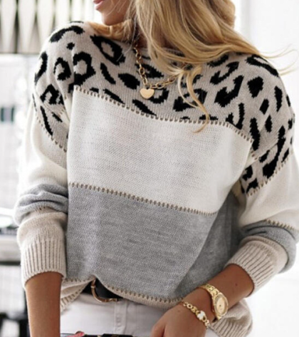 Marina | Women's Leopard Sweater | Colorblock